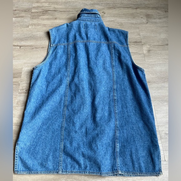 Vintage HARLEY Davidson Men's Genuine Denim Sleeveless Button Down Shirt SZ L - Picture 8 of 8